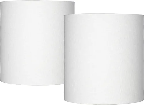 Juego de 2 pantallas de lámpara de tambor alto de tapa dura (premontada), color blanco, grande de 14 pulgadas, parte superior x 14 pulgadas inferior