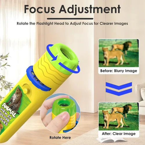 Miniatura 6 de Pup Go Linterna proyector de animales para niños a partir de 3 años, 3 discos 24 imágenes, juguetes de animales de safari para niños y niñas