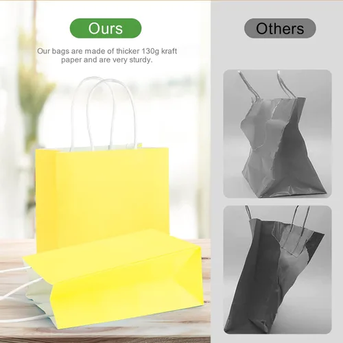 Miniatura 4 de SIMPLECOOL 25 bolsas de regalo de papel pequeñas con asas de 5.9 x 3.1 x 8.3 pulgadas, bolsas de regalo a granel para fiestas, cumpleaños, bodas
