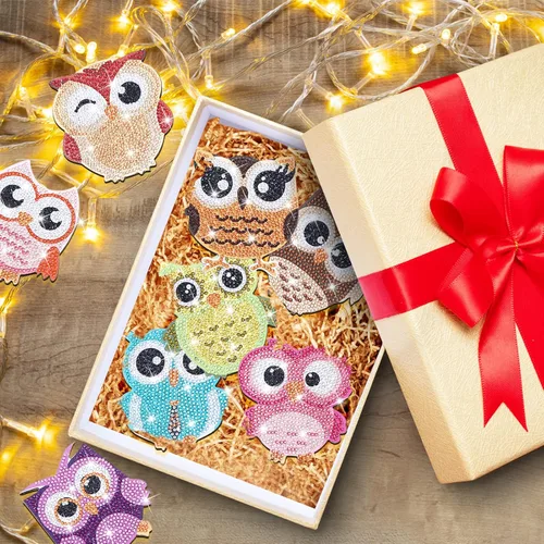 Miniatura 4 de YLOLUL Juego de 10 posavasos de pintura de diamante en forma de búho, posavasos de pintura de diamante con soporte para principiantes, adultos