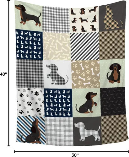 Miniatura 10 de Manta de perro salchicha – Lindo regalo de perro Wiener para mujer, manta ligera y acogedora de franela de forro polar, 50 x 40 pulgadas