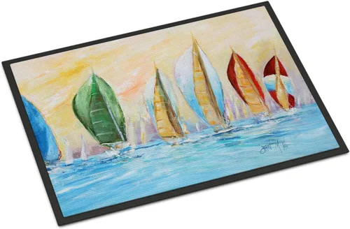Miniatura 149 de Caroline's Treasures JMK1017JMAT - Tapete de caza de rana garza azul, 24 x 36 pulgadas, tapete para puerta delantera, interior y exterior
