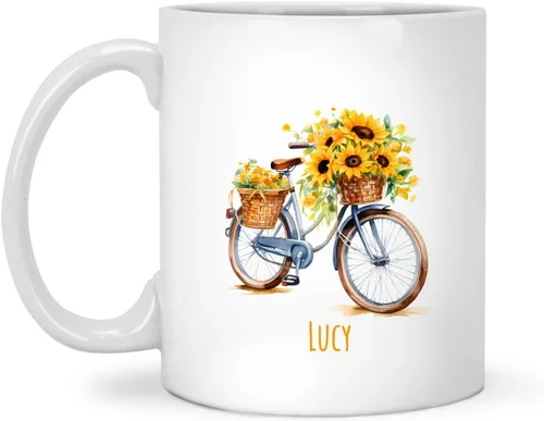 Miniatura 9 de Tazas de cerámica personalizadas del cubo de rosas con nombre, Taza de flores, Taza de café de flores de rosas personalizadas, Taza de té floral