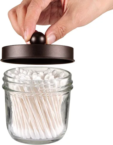 Miniatura 4 de Amolliar Mason Jar - Juego de accesorios de baño (4 unidades), dispensador de jabón espumoso y soporte para cepillo de dientes, decoración rústica