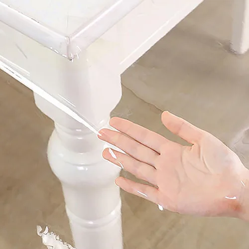 Miniatura 5 de Mantel redondo de plástico transparente de 52 pulgadas, protector de mesa transparente impermeable para cocina, comedor, eventos al aire libre