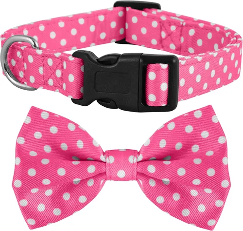 Miniatura 5 de Collar de perro con pajarita, lazo de nailon de alta calidad, a lunares, Navidad, bandera estadounidense, Halloween para niña o niño, ajustable