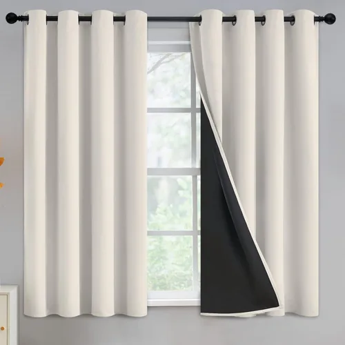 Miniatura 117 de Yakamok Cortinas negras, cortinas de ventana con aislamiento térmico y eficiencia energética para dormitorio, cortinas opacas completas y cortinas