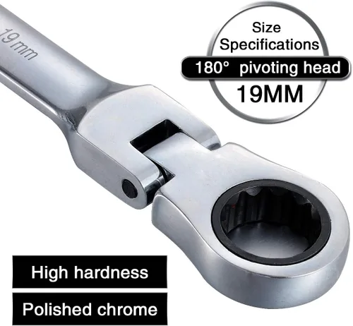 Miniatura 5 de KATUR Juego de llaves de trinquete de 0.748 in, llave combinada de trinquete flexible de acero al cromo vanadio (0.748 in)