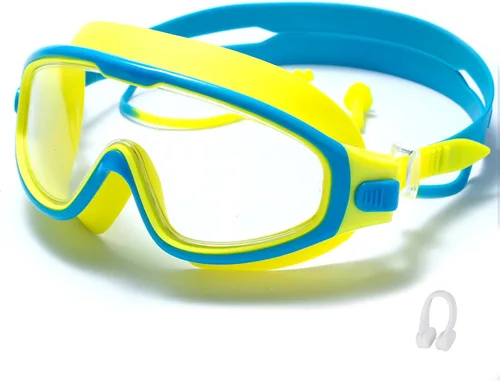 Miniatura 17 de Gafas de natación para niños de 6 a 12 años, visión amplia, antivaho, protección UV, sin fugas, gafas de natación para niños y niñas Negro azul