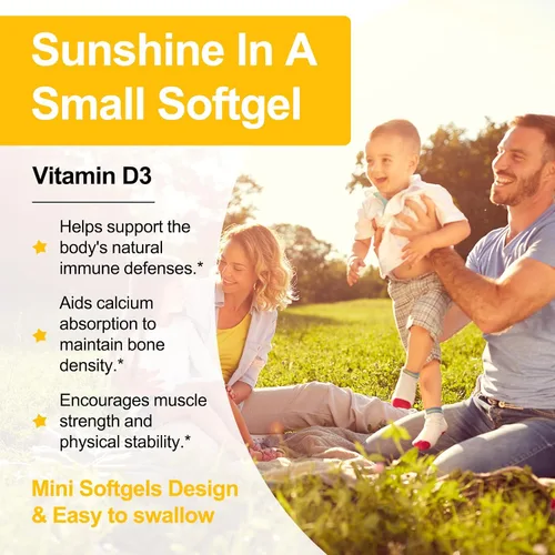 Miniatura 5 de JulyDeer Vitamina D3 2000 UI (50 mcg) 180 cápsulas blandas Apoya la salud inmunológica, la absorción de calcio y la fuerza ósea Esencial