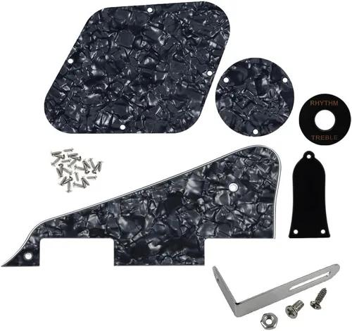 Miniatura 10 de FLEOR Juego de tornillos de placa trasera de golpeador de 1 capa, anillo de interruptor y soporte, ajuste LP Style Guitar Pickguard Reemplazo