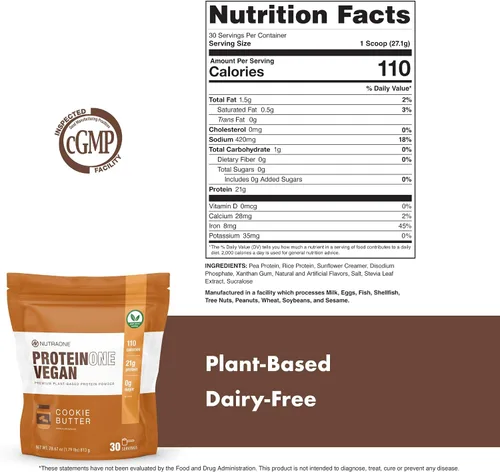 Miniatura 4 de NutraOne ProteinOne ProteinOne - Proteína vegana a base de plantas en polvo de proteína vegana, sin lácteos, proteína de guisantes y arroz