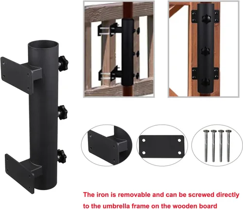 Miniatura 4 de Soporte para sombrilla de patio al aire libre, soporte de paraguas resistente con abrazadera de paraguas giratoria de mano, soporte base