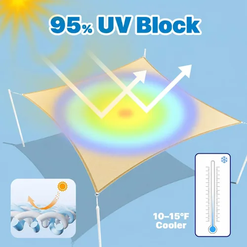 Miniatura 2 de ShadeMart Toldo rectangular tipo vela de 8 x 10 pies, pantalla SMSL, permeable al agua y al aire y resistente a los rayos UV, resistente, para patio