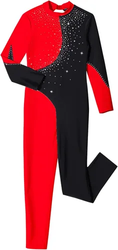 Miniatura 3 de iiniim Enterizo de manga larga con cuello alto para niños y niñas, overol de una pieza de cuerpo completo, leotardo de gimnasia, trajes de baile
