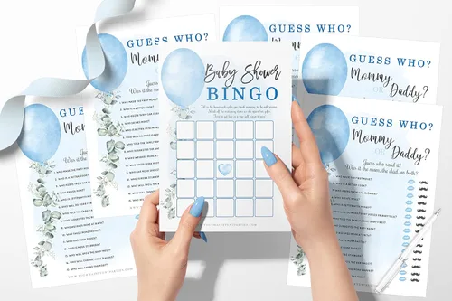 Miniatura 2 de Your Main Event Prints Juegos de baby shower para niños (juego de 6 actividades divertidas para 25 invitados), temática de Blue Boy