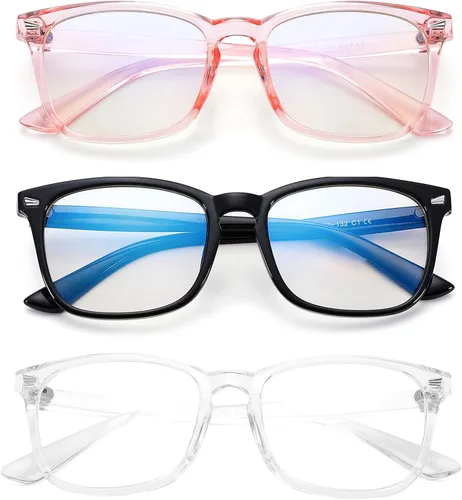 Miniatura 8 de COASION Gafas de pantalla azul para niños de 3 a 12 años, paquete de 3 gafas de bloqueo de luz azul para niñas y niños, anteojos falsos