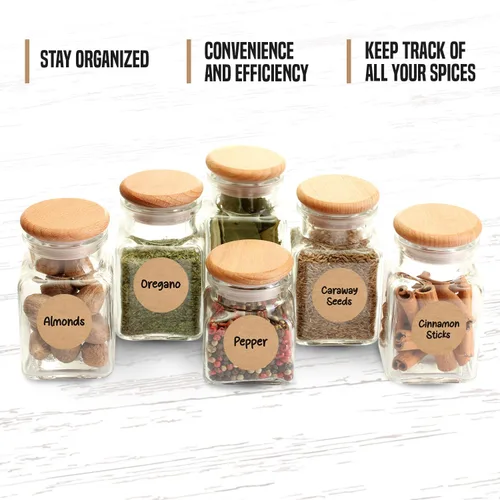 Miniatura 5 de Etiquetas de conservación solubles de MESS, 1.27 cm de diámetro, paquete de 200 – Adhesivos removibles de papel kraft para tarros de mermelada