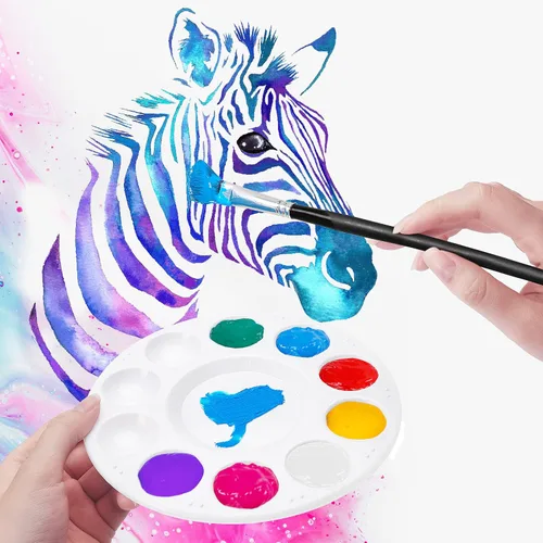 Miniatura 4 de Paquete de 12 paletas de bandejas de pintura, paleta de pintura, paletas de pintura de plástico para niños en proyectos escolares o clase de arte