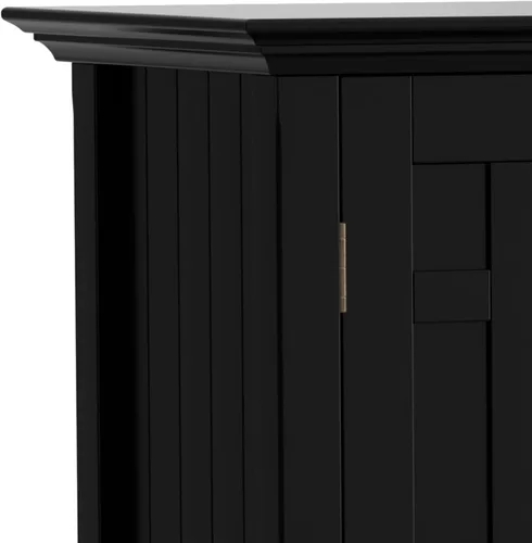 Miniatura 7 de SIMPLIHOME Bedford Buffet - Aparador de 3 puertas de madera maciza de 54 pulgadas de ancho con estante para vino en negro, gabinete de transición