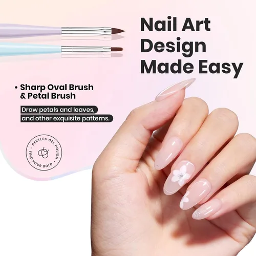 Miniatura 5 de Beetles Gel Polish Juego de 7 pinceles para arte de uñas, pinceles de diseño de uñas para esmalte de gel, manicura de salón de bricolaje