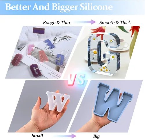 Miniatura 5 de Molde de resina, moldes de silicona 3D de letra O grande para fundición de resina epoxi, moldes del alfabeto de silicona para resina para arte