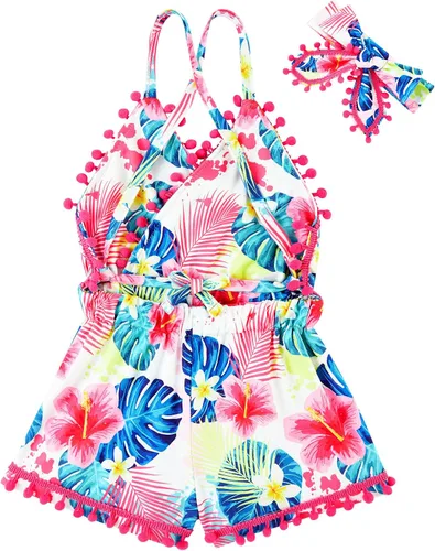 Miniatura 28 de UNICOMIDEA 6M-3T Traje sin espalda para bebé niña traje mameluco con diadema