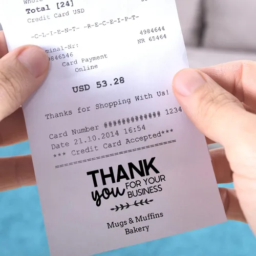 Miniatura 4 de Sello personalizado con texto en inglés «Thank You for Your Business» / Sello cuadrado autoentintado de 1.5 pulgadas, sello de tinta negra