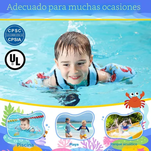 Miniatura 4 de Chaleco de natación para niños pequeños, flotadores para niños de 22 a 66 libras, chaleco de natación extraíble con correa de entrepierna y arnés