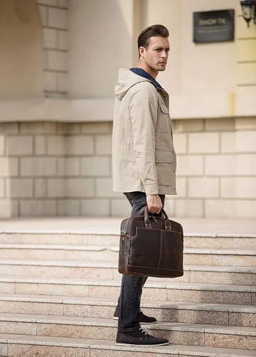 Miniatura 2 de CUSTOMHOUZZ - Maletín de piel para hombre con cremallera, para hombre