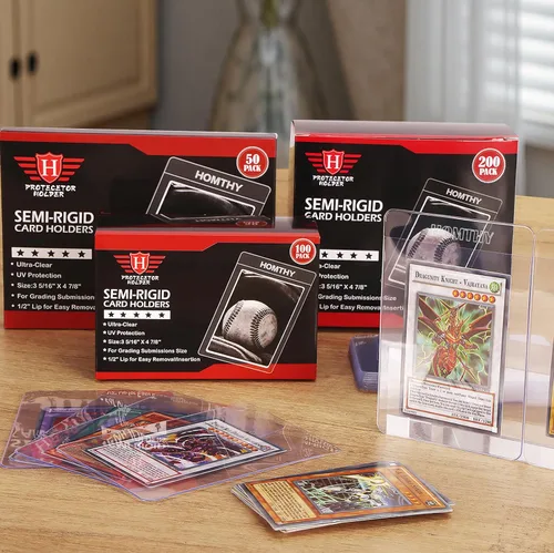 Miniatura 7 de Tarjeteros semirrígidos de 50 quilates para tarjetas intercambiables, fundas para tarjetas con protector de tarjetas de béisbol de 1/2 pulgada