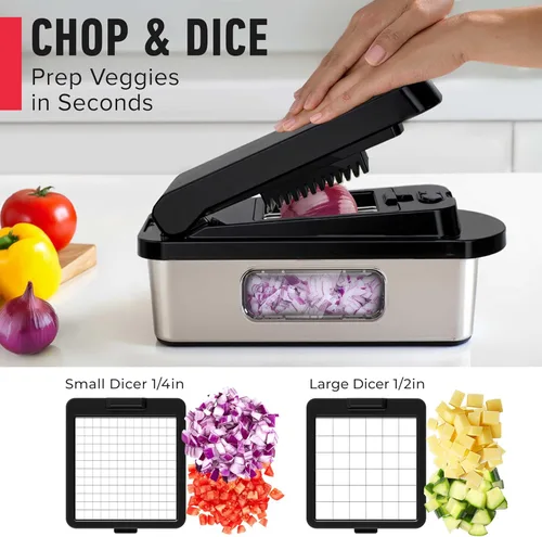 Miniatura 4 de Mueller Pro-Series 10-en-1, Cortador Multifuncional de Verduras de Acero Inoxidable con 8 Cuchillas y Mandolina, Herramientas y Gadgets de Cocina
