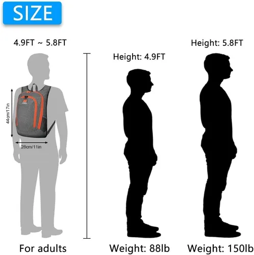 Miniatura 4 de Esup Mochila de senderismo pequeña de 15 L plegable y ligera mochila de viaje para mujeres y hombres (negro)