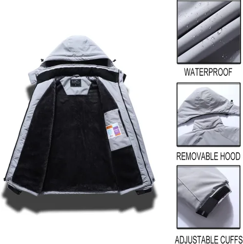 Miniatura 6 de Pooluly - Chaqueta impermeable de invierno, esquí, snowboard, para hombre, con capucha, rompevientos.