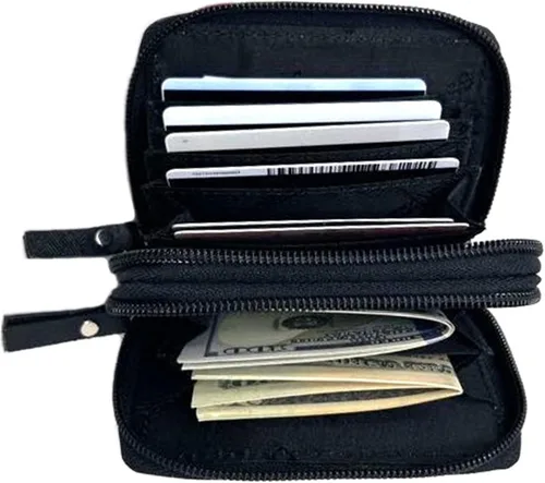 Miniatura 6 de Alpine Swiss Cartera organizadora de acordeón para mujer, de cuero, tarjeta, identificación, Negro -, Compacto