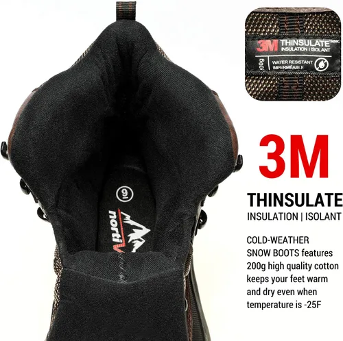 Miniatura 2 de NORTIV 8 - Botas de esquí de invierno con suela de goma para hombre, con aislamiento impermeable