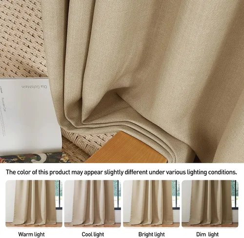Miniatura 6 de StangH - Cortinas de lino primitivo 100% opacas, paneles pesados para dormitorio, dobles capas con lengüeta trasera, tratamientos para ventanas
