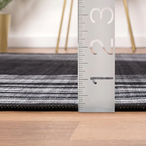 Miniatura 2 de Abani Parker Collection - Alfombra de área, diseño de líneas gris/crema, 4 x 6 pies, fácil de limpiar, duradera para niños y mascotas, no desprende