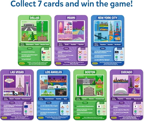 Miniatura 5 de Skillmatics Adivina en 10 Ciudades Estadounidenses, Perfecto para Niños, Niñas, Familias que Aman los Juegos de Cartas, Juguetes Educativos