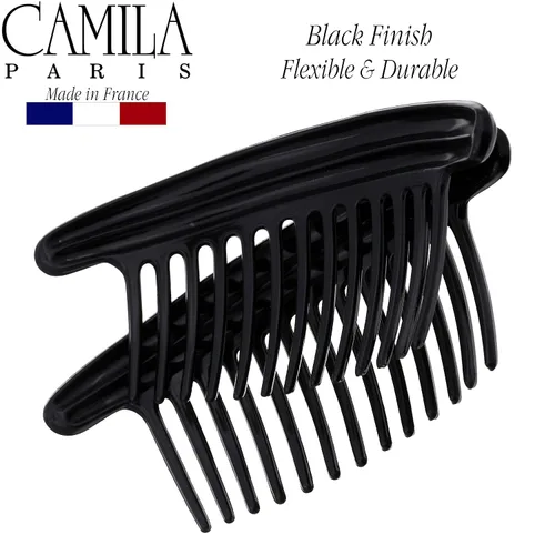 Miniatura 7 de Camila Paris MP978/2 - Peines laterales franceses para el cabello, peines curvados negros entrelazados, pinzas de pelo de sujeción fuerte