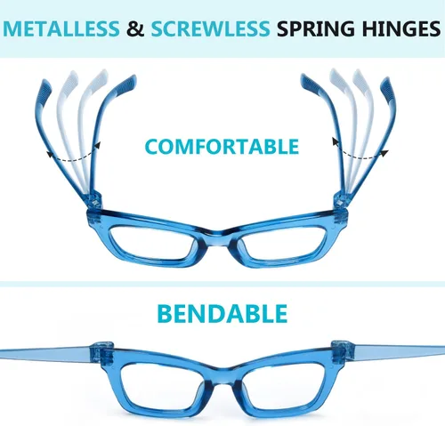 Miniatura 4 de Gafas de lectura sin tornillos, bisagras de resorte sin tornillos, paquete de 6 lectores para mujer (+0.00)