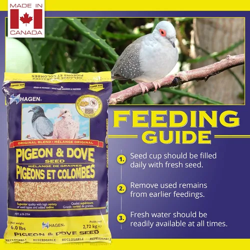 Miniatura 5 de Hagen Pigeon & Dove Seed, Fórmula Original de Alimento para Aves, Bolsa de 6 lb – Mezcla de Semillas Nutricionalmente Completa con Vitaminas