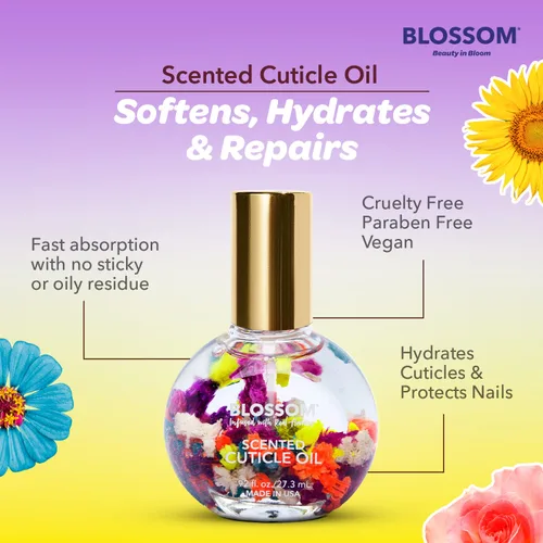 Miniatura 7 de Blossom Hidratante, hidratante, fortalecedor, aceite perfumado para cutículas, infundido con flores reales, fabricado en Estados Unidos, 1.84 fl oz