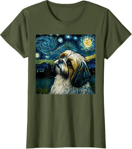 Miniatura 88 de Camiseta Surrealism Starry Night Shih Tzu Dog