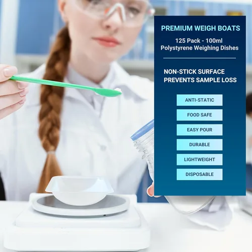 Miniatura 2 de Weigh Boats - Bandejas de plástico desechables medianas (3.4 fl oz, paquete de 125) para báscula, bandeja cuadrada antiestática, plato