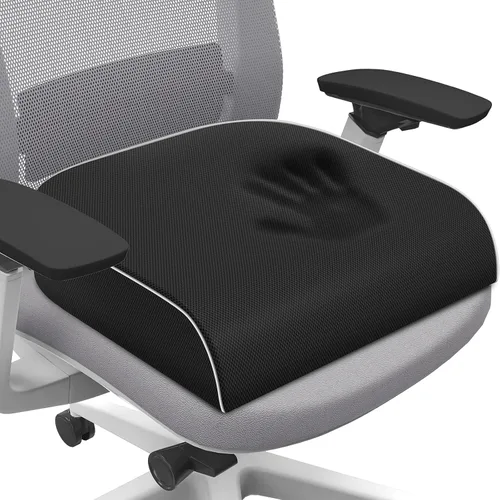 Miniatura 12 de SweetSlubr Cojín de asiento para aliviar el dolor de coxis, cojín para silla de oficina, cojín de espuma viscoelástica grande con funda Gris