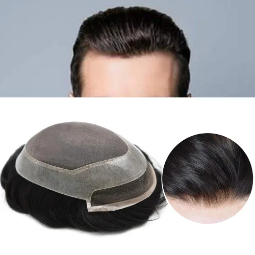 Miniatura 8 de LYRICAL HAIR Sistema de pieza de pelo tipo tupé para hombre, pieza de cabello de poliuretano alrededor de la unidad de cabello para hombres, 5 x 7