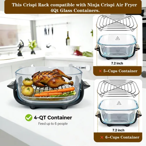 Miniatura 4 de Rejilla para verduras Ninja Crispi FN101 y Ninja Crispi Pro AS101 (4 cuartos de galón), acero inoxidable de grado alimenticio 304, sin