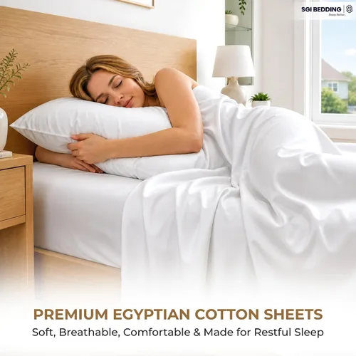 Miniatura 7 de SGI bedding Sábanas de Algodón Egipcio 100% Tamaño Full XL – Juego de Sábanas de 600 Hilos, Suaves, Frescas, Bolsillo Profundo de 16", Ropa de Cama
