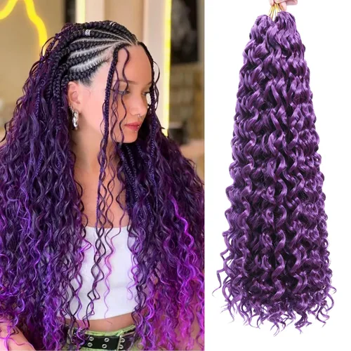 Miniatura 38 de QRHSUKA - Mechones rizados con ganchillo GoGo, cabello ondulado con ganchillo de agua para mujeres, sintético gris, trenzado bohemio, trenza de onda